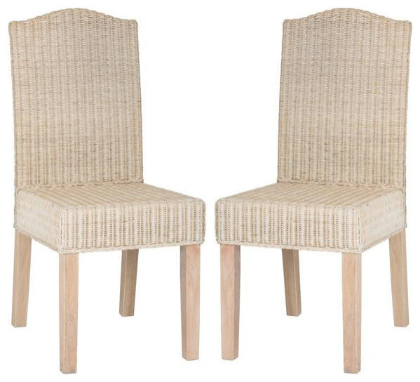 Micah 19" Wicker Dining Chair set of 2 White Washed
