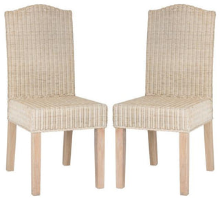 Micah 19" Wicker Dining Chair set of 2 White Washed