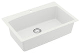 Karran Drop-In Quartz Composite 33" 1-Hole Single Bowl Kitchen Sink Kit, White