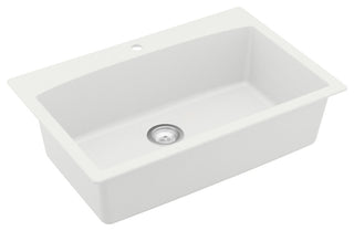 Karran Drop-In Quartz Composite 33" 1-Hole Single Bowl Kitchen Sink Kit, White