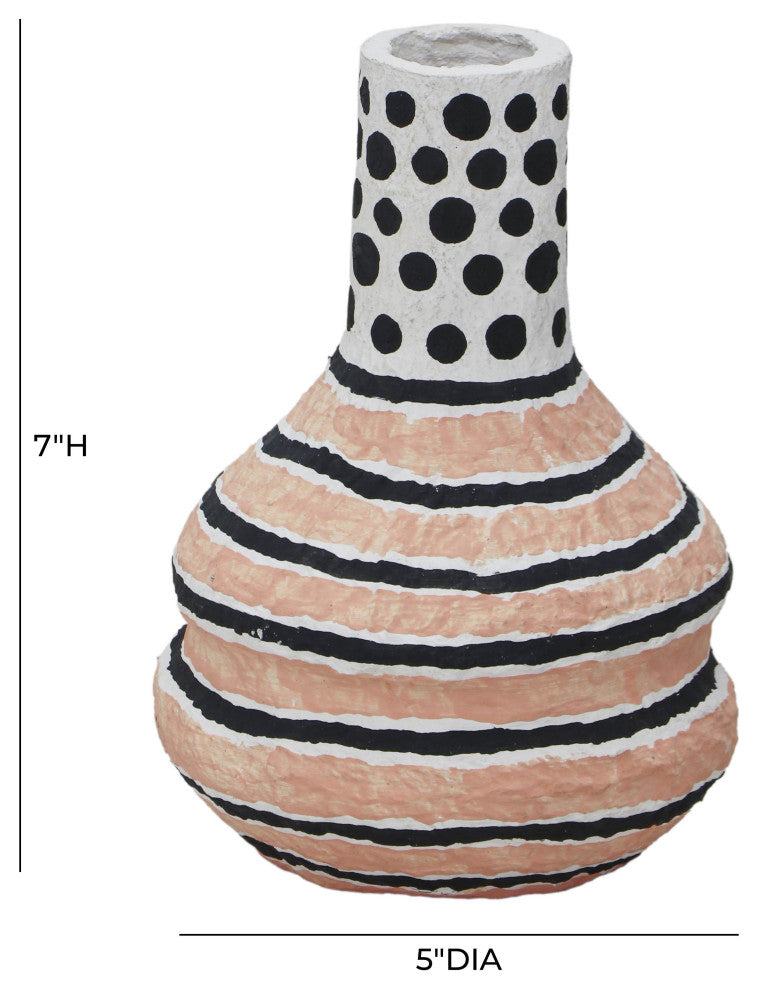 Cotton Mache Vase, Modernist Print