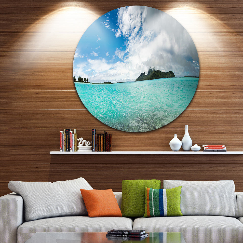 Bora Bora French Polynesia Panorama, Seascape Round Wall Art, 36"