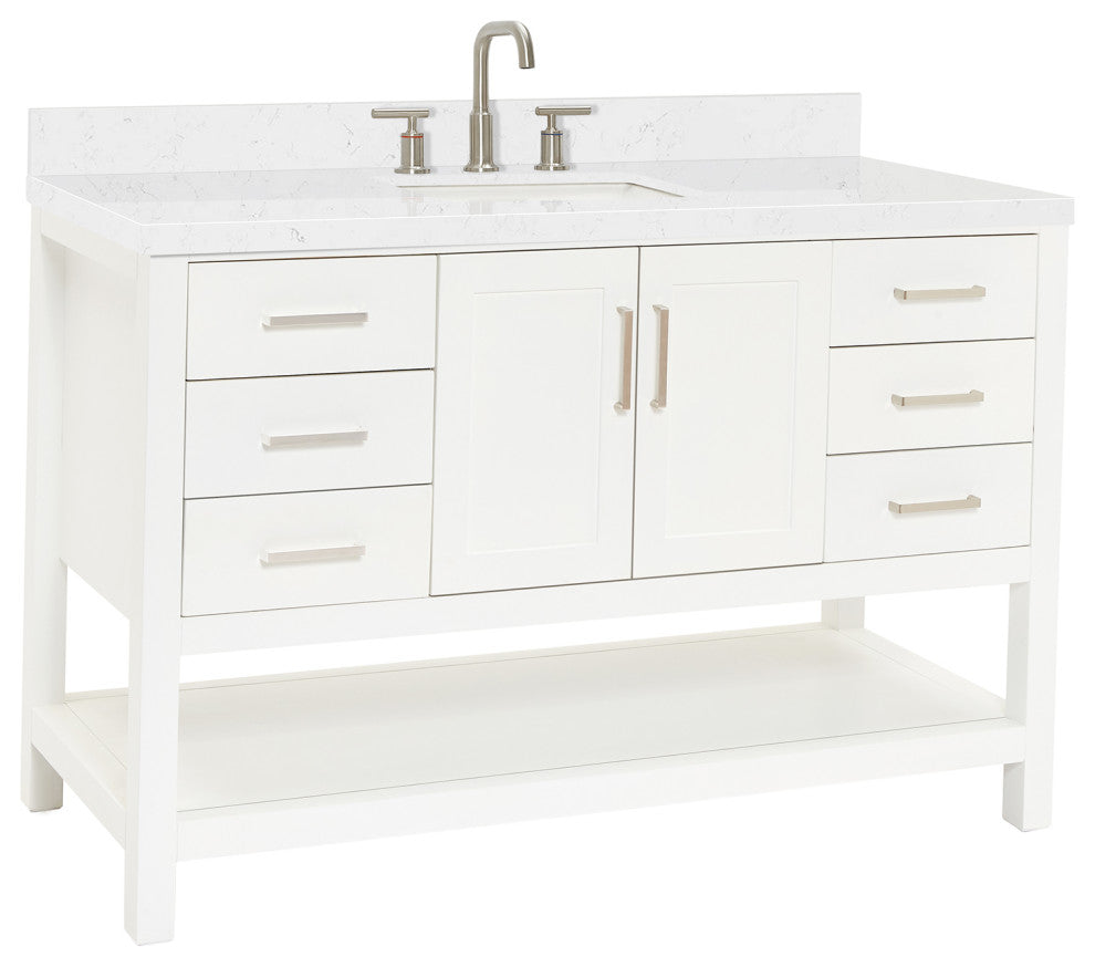 Ariel Magnolia 54" Single Rectangle Sink Vanity, Carrara Quartz