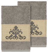 Scarlet 2-Piece Embellished Hand Towel Set, Dark Gray
