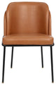 Jagger Vegan Leather Upholstered Dining Chair, Set of 2, Cognac, Matte Black Finish