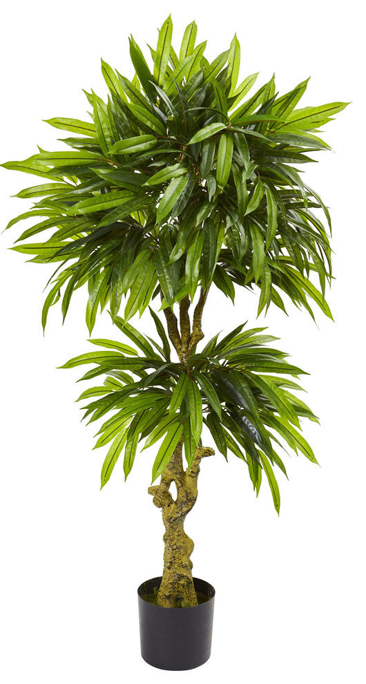 Full product on white background showing the entire Slim Mango artificial tree in pot.
