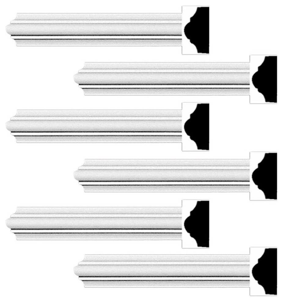 Cornice White Urethane Simple Design 6 Pieces Totaling 570" Length