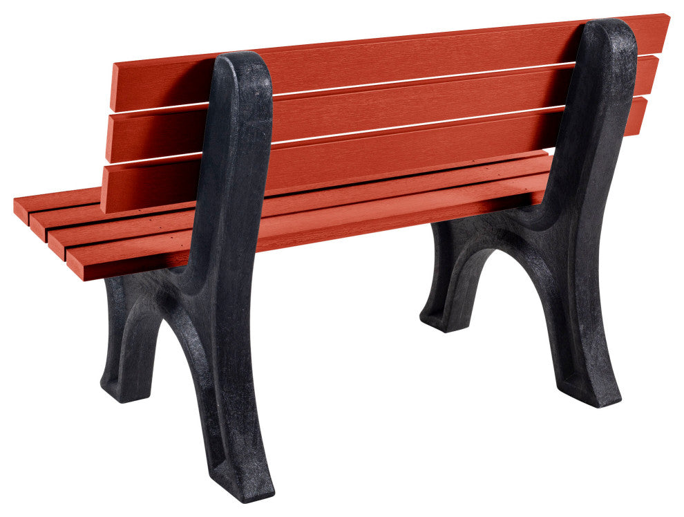 Aurora Traditional 4' Park Bench, Weathered Acorn, Rustic Red