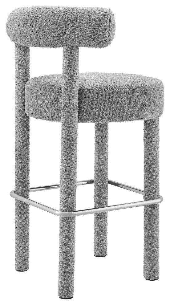 Toulouse Boucle Fabric Bar Stool - Light Gray Silver