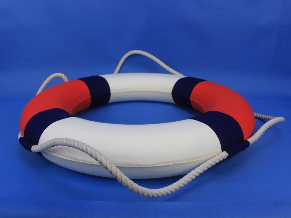 Lifering Life Preserver Decoration Nautical Bathroom Decor, White, 20", Patrioti