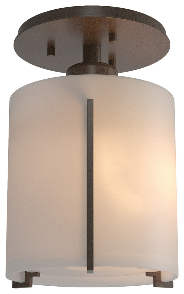 Exos Round Semi-Flush, Bronze Finish, Opal Glass