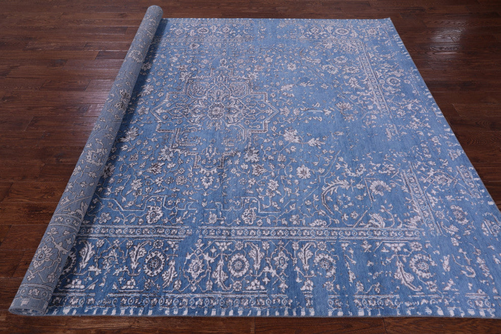 8' 1" X 9' 10" Persian Heriz Serapi Handmade Wool & Silk Rug - Q15764