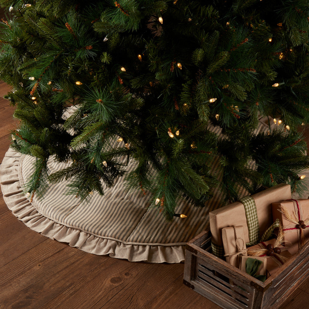 Sawyer Mill Charcoal Ticking Stripe Tree Skirt 48"