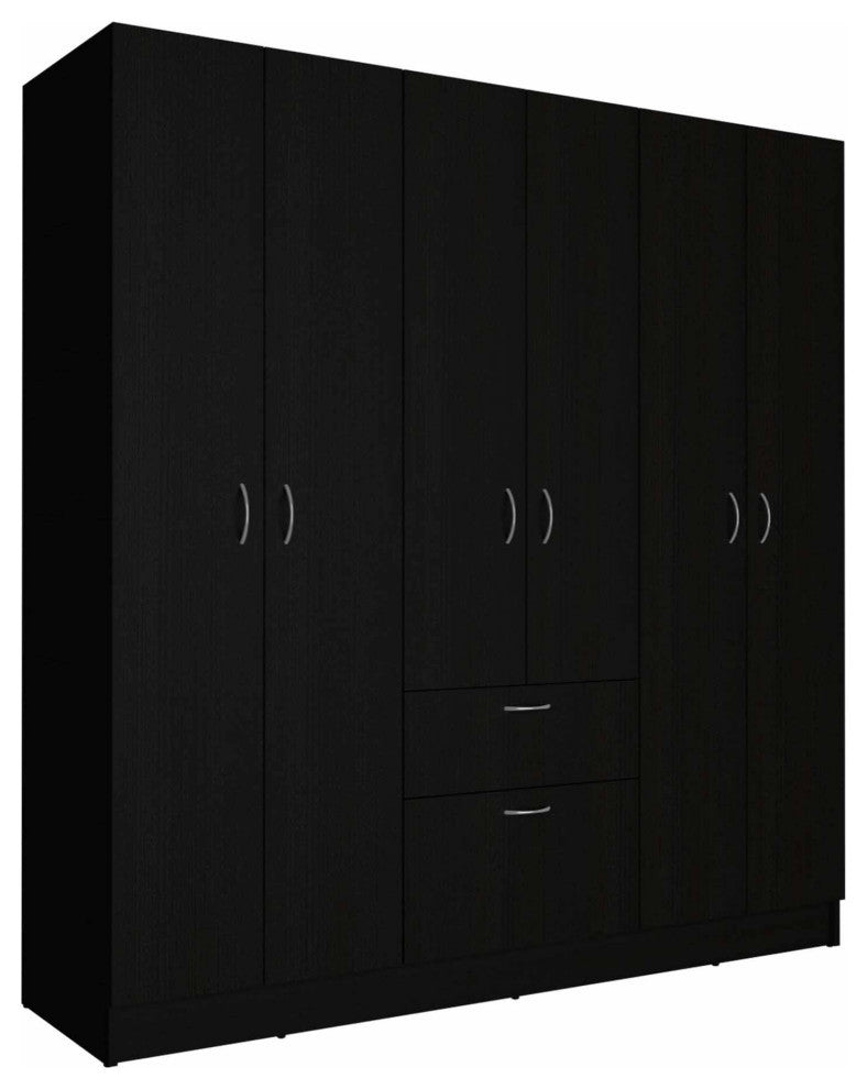 FM FURNITURE Guajira 6-Door Wall Armoire - Black