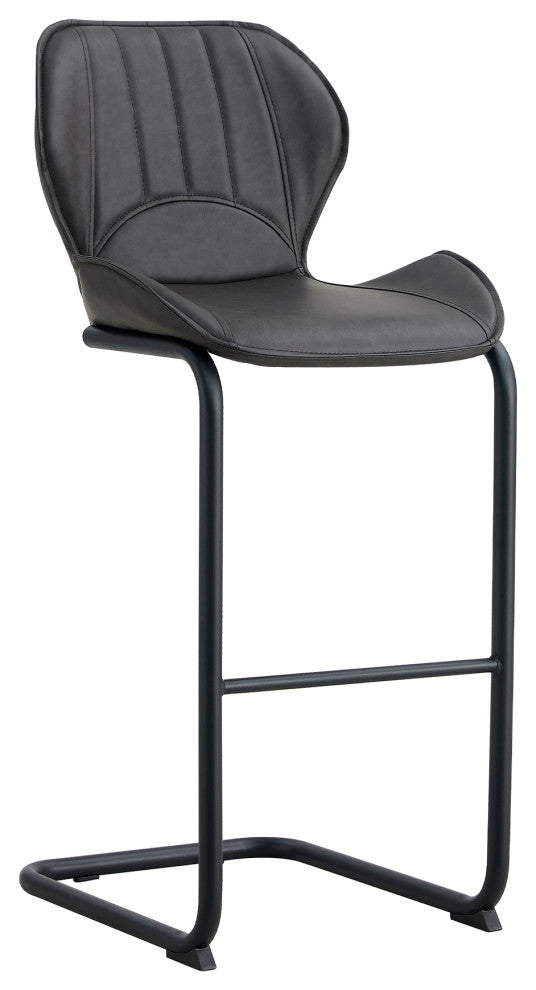 Modern PU 4 Bar chairs with Metal Legs for Dining,kitchen and Bar, Dark Brown