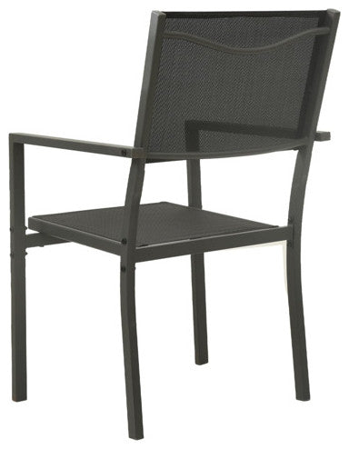 vidaXL 4x Patio Chairs Textilene and Steel Black and Garden Outdoor Armchair