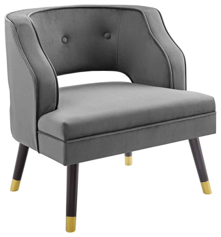 Traipse Button Tufted Open Back Performance Velvet Armchair