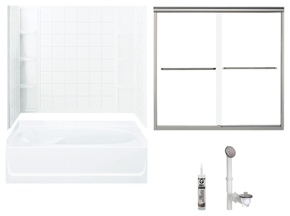 Sterling Ensemble Right-Hand Drain Bathtub Shower Kit 72"x40"x48", White