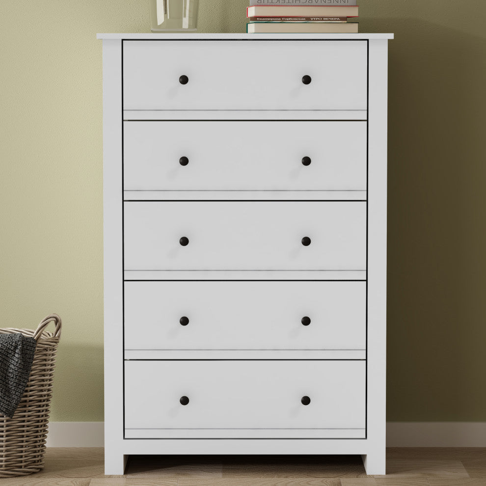 Genoa 5-Drawer Chest of Drawer 46.2"x17.1"x30.4", White