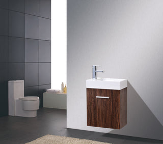 Bliss 18" Wall Mount Bathroom Vanity, Walnut