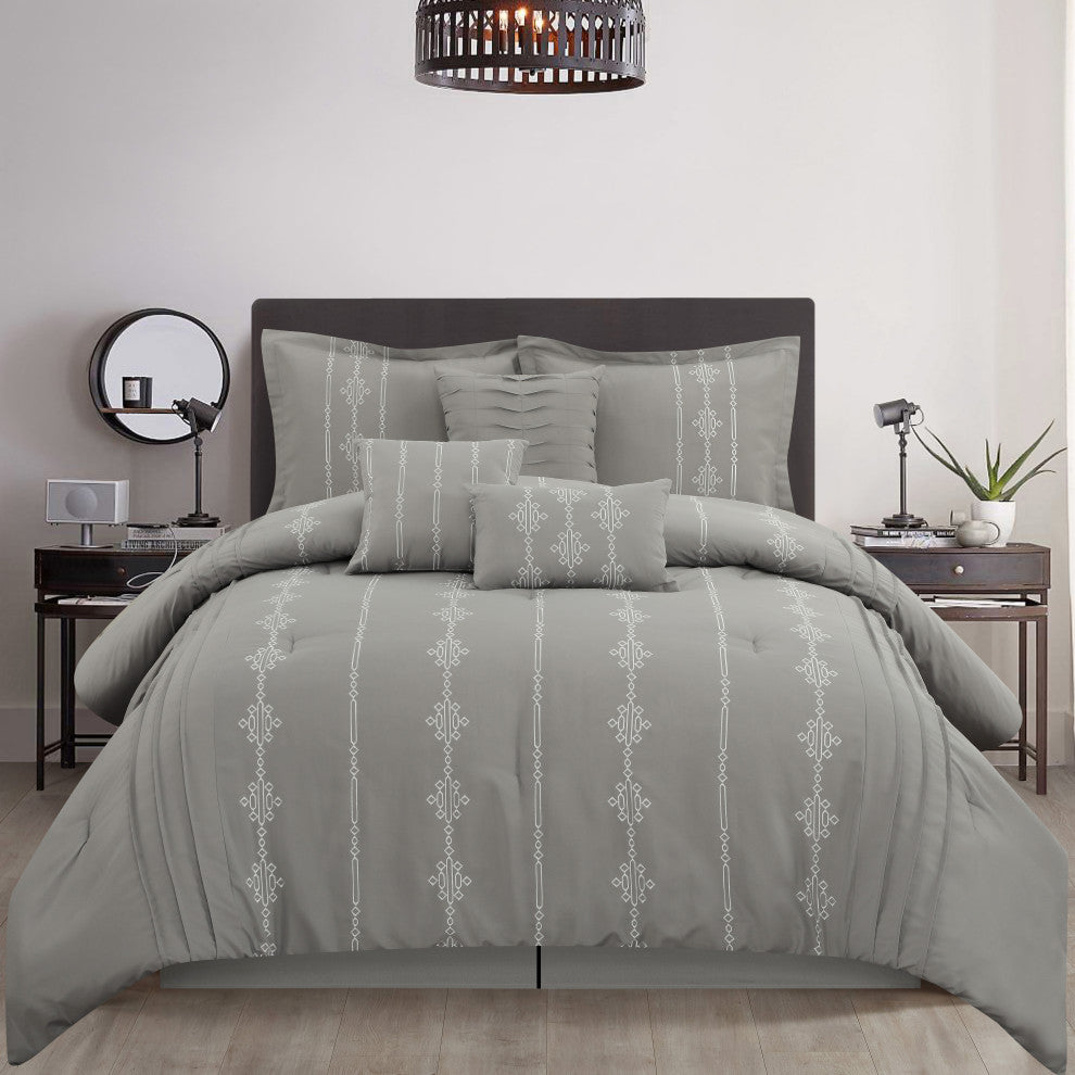 Lisaveta 7-Piece Comforter Set, Grey, King