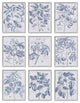 Vintage Bonsai Plant Fruits Monochrome Fabric Texture Pattern, 9pc, each 11 x 14