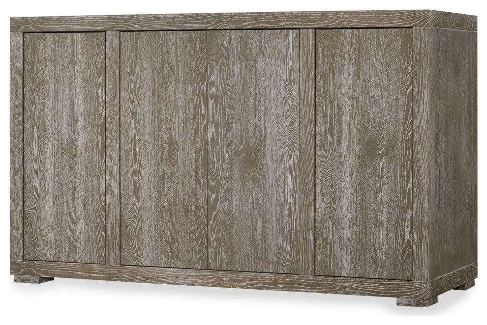 Rustic Sideboard, Rubberwood Construction With Ample Space, Reclaimed Gray