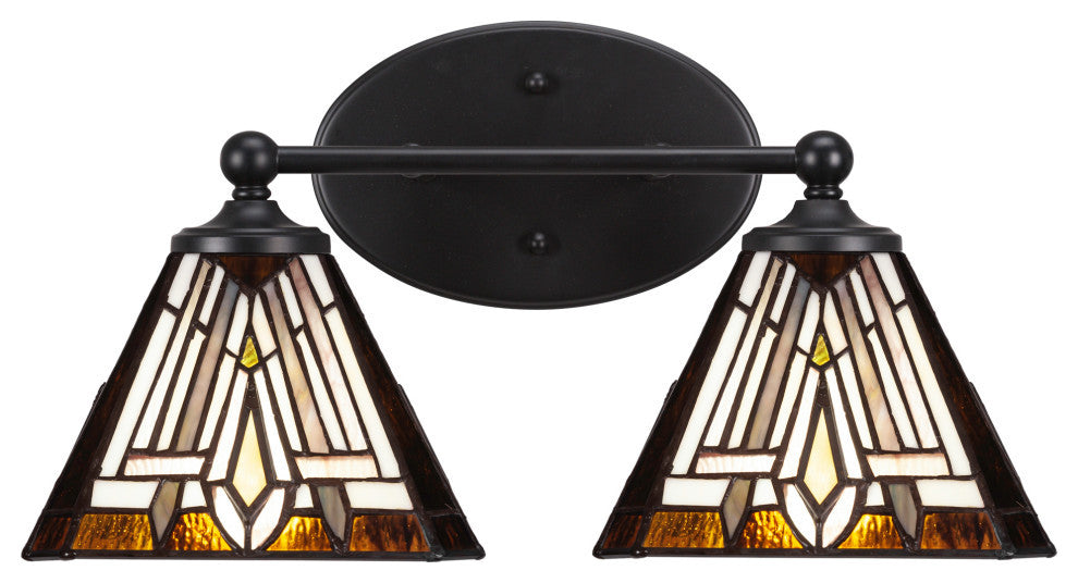 Capri 2-Light Bath Bar, Matte Black/Square Tahoe Art