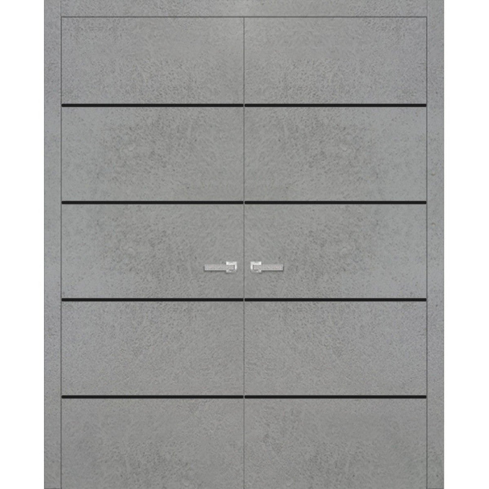 Solid French Double Doors 48 x 80 | Planum 0015 Concrete with