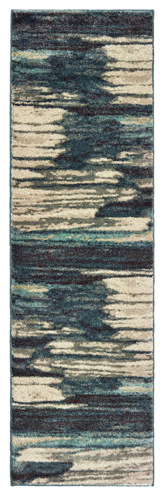 Carolina Organic Layers Blue/Ivory Area Rug, 2'3"x7'6"