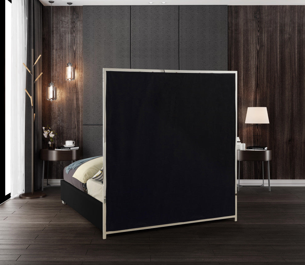 Milan Faux Leather Bed, Black, Queen