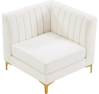 Alina Velvet Upholstered Modular Corner Chair, Cream