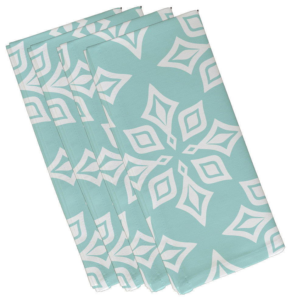 Beach Star, Geometric Print Napkin, Aqua, Set of 4