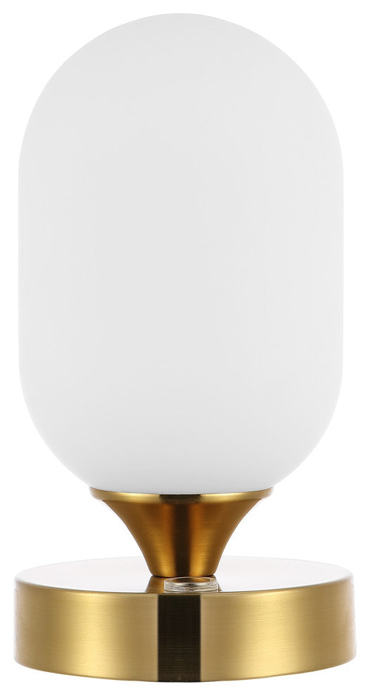 Eli 8" Bohemian Farmhouse Iron Rechargeable Integrated LED Table Lamp, Gold