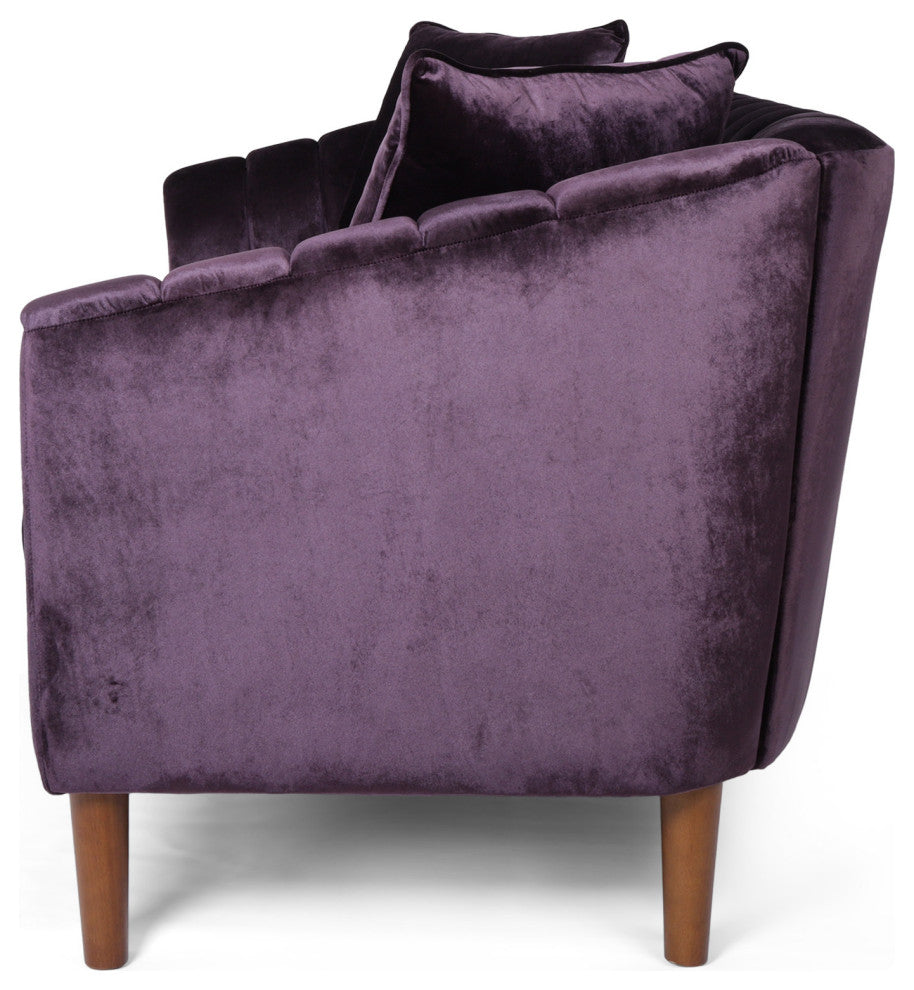 Susan Contemporary Velvet 3-Seater Sofa, Blackberry/Dark Brown