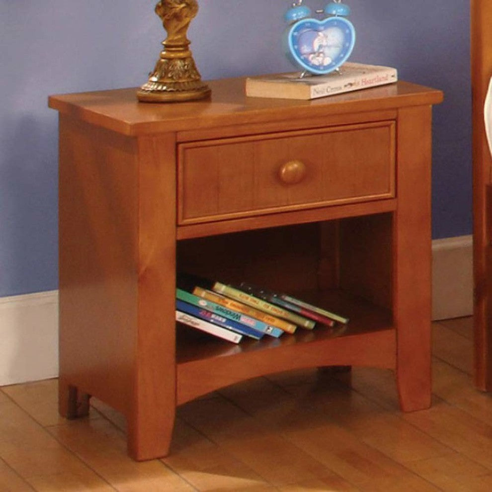 Benzara BM122964 Omnus Wood Night Stand, Oak Finish