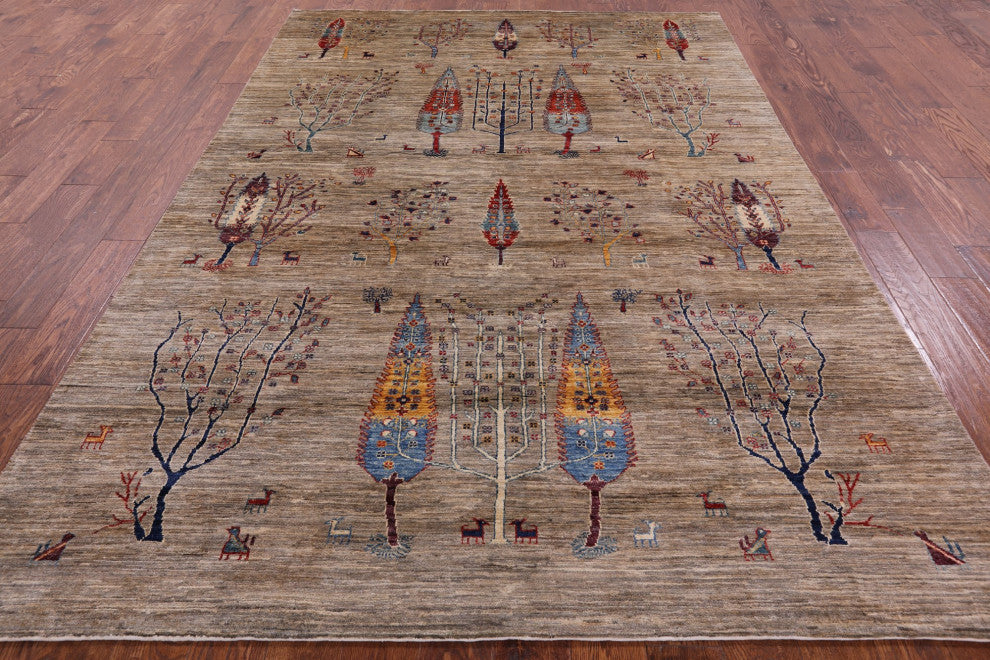 Tribal Persian Gabbeh Hand Knotted Rug 6' 7" X 9' 8" Q5260