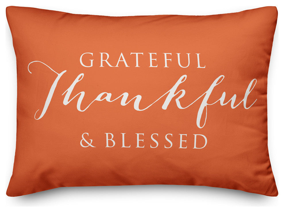 Grateful Thankful Blessed Outdoor Lumbar Pillow