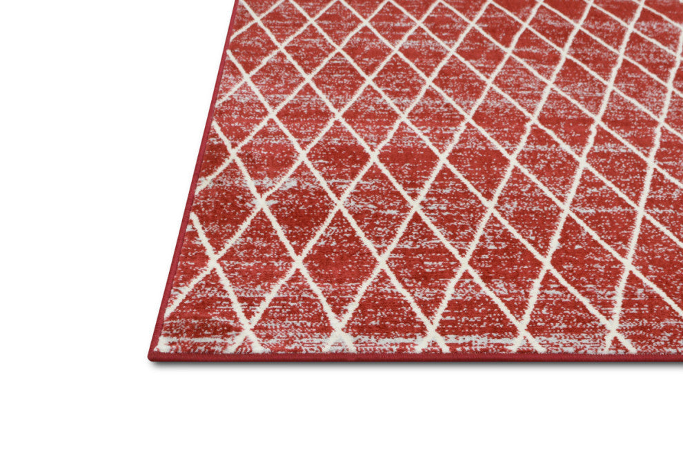 Modern Accent Rug, Scarlet Red, 6'11"x4'11"