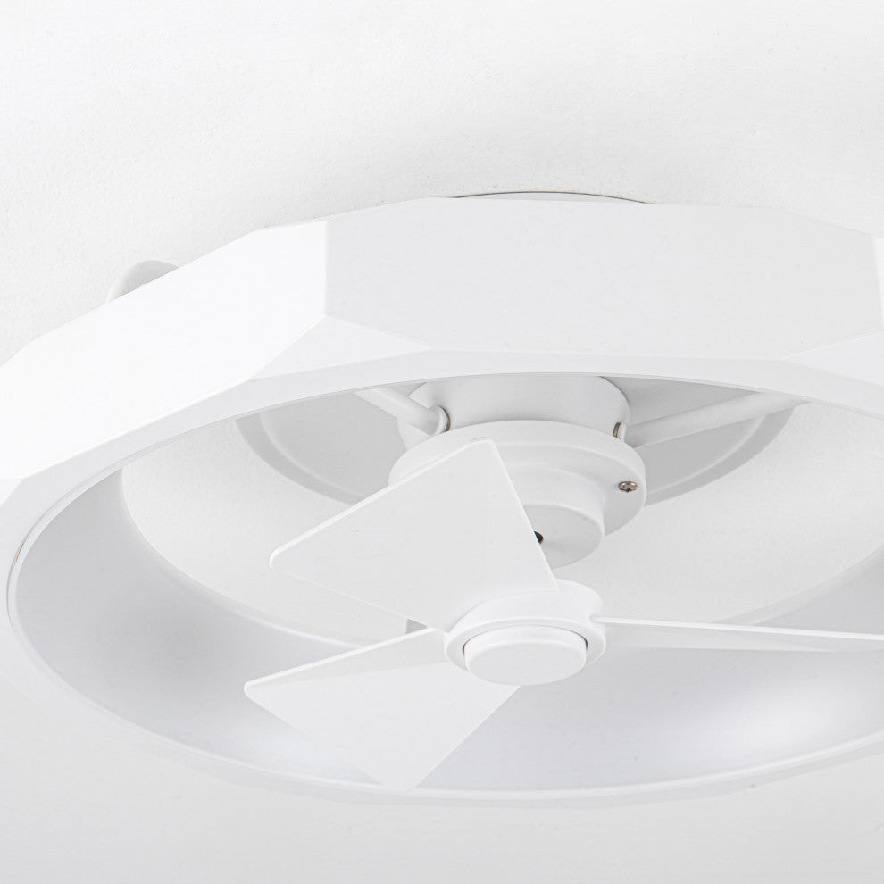20 in. Modern White Flush Mount LED Ceiling Fan with Remote and DC Motor