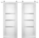 Double Barn Doors Opaque Glass / Sete 6900 White Silk / Silver 13FT Rail, 56" X 80" ( 2* 28x80)