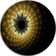 Symmetrical Gold Digital Fractal Flower, Floral Disc Metal Artwork, 11"