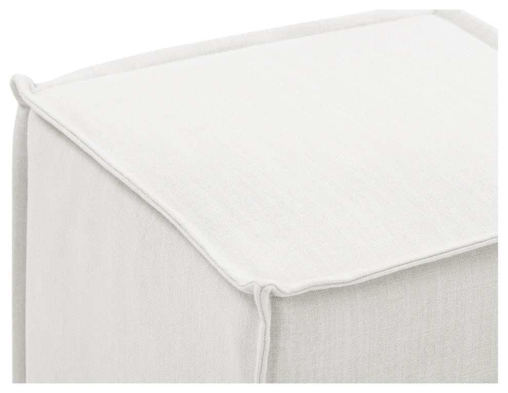 Rustic Manor Jazmyn Ottoman Upholstered, Linen, Pure White