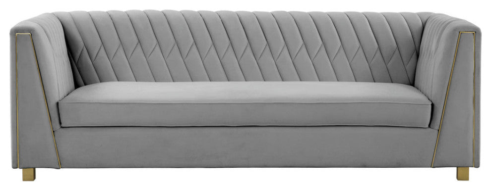 TOV Furniture Wafa Light Grey Velvet Sofa