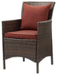 Side Dining Chair Armchair, Set of 2, Rattan, Wicker, Brown Dark Red, Outdoor
