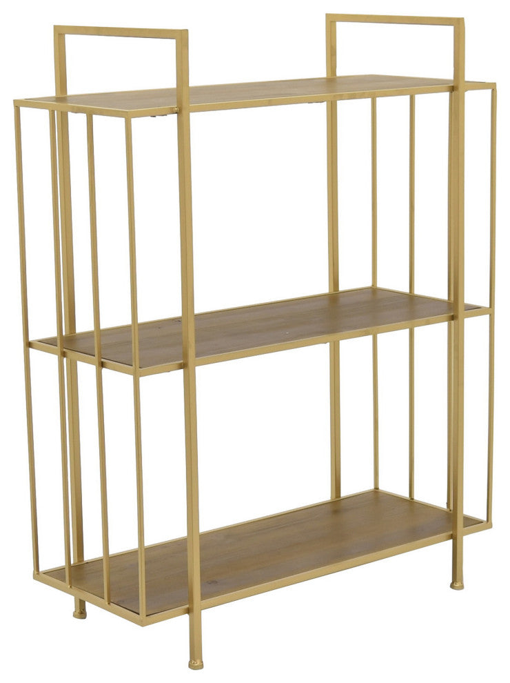 Plutus Brands Wood/Metal Plant Stand, Brown Metal
