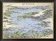 "Map of Shiogama and Matsushima In Oshu" Framed Canvas Giclee by Hokusai, 40x30"