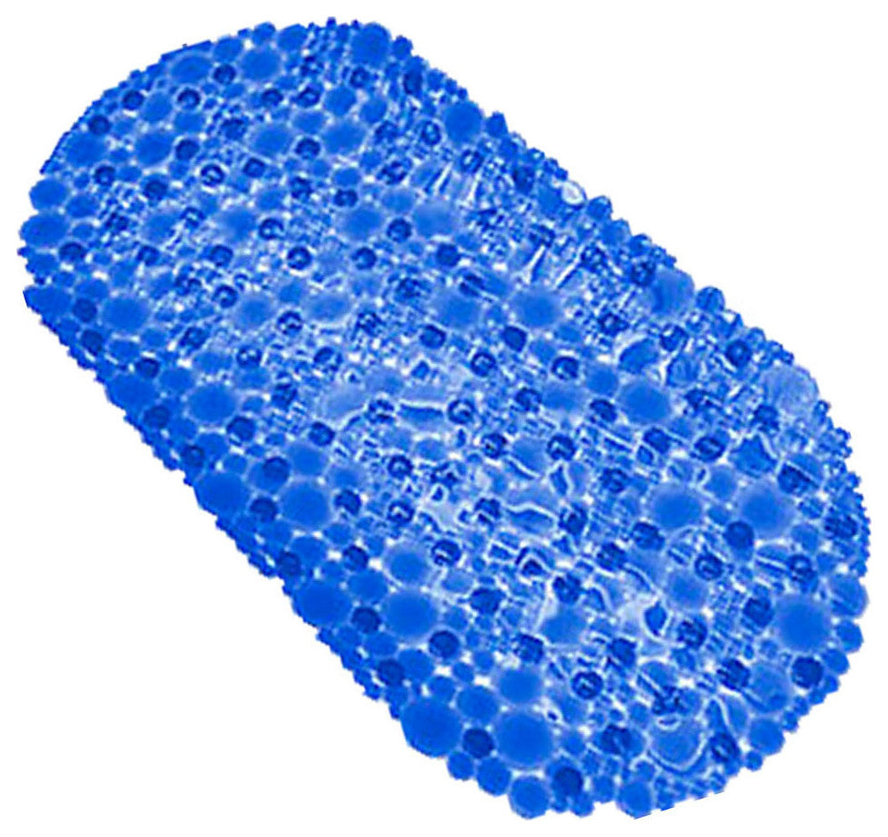 Bubbles Non-Slip Oval Bathtub Mat 28 L x 15 W, Navy Blue