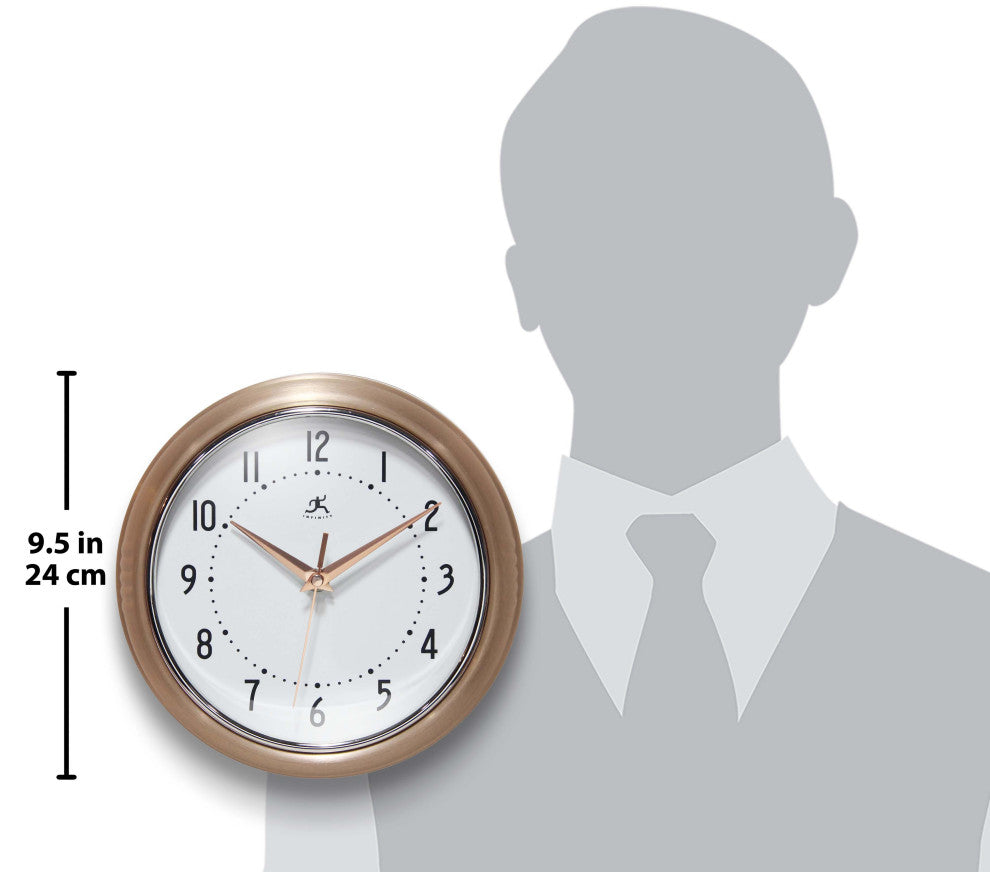 Retro Round 9.5" Copper Wall Clock