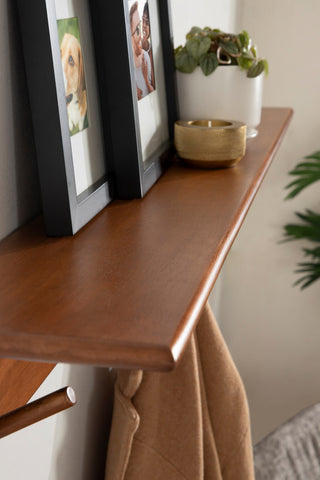 Alta Floating Wood Shelf with 5 Posts, Walnut Brown, 36x5x5